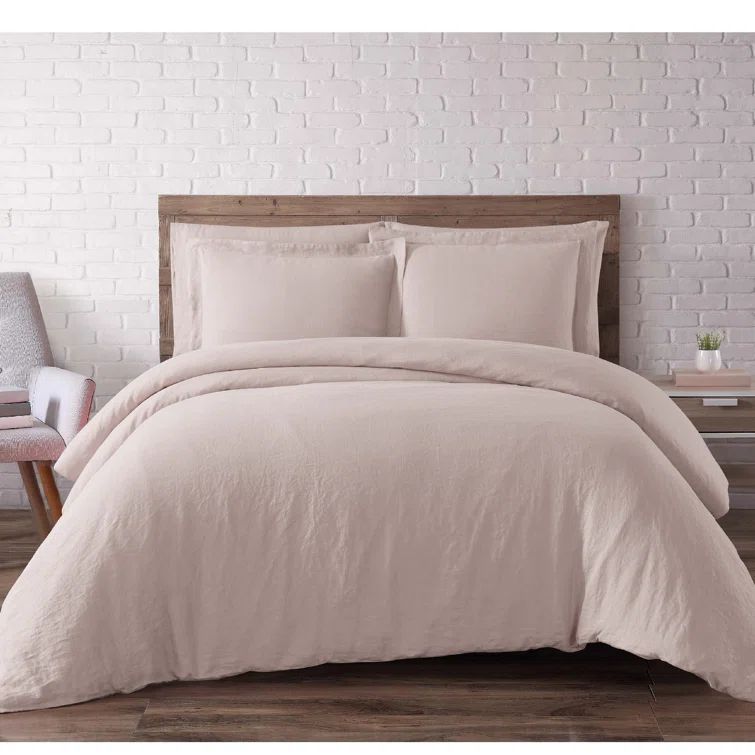 Blush King Linen Percale 3-Piece Duvet Cover Set
