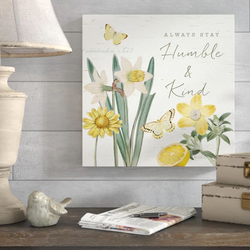 Always Stay Humble & Kind Floral Quote Canvas Art
