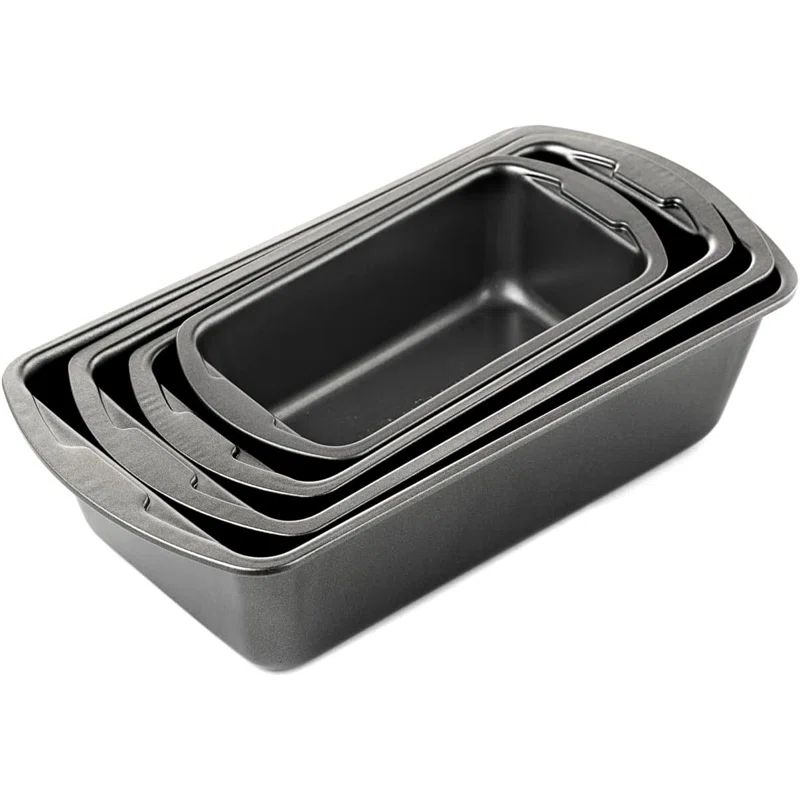 Deluxe Nonstick Gray Carbon Steel Loaf Pan Set, 4-Piece