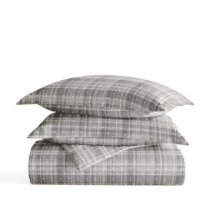 Gray Twin XL Polka Dot Microfiber Duvet Cover Set