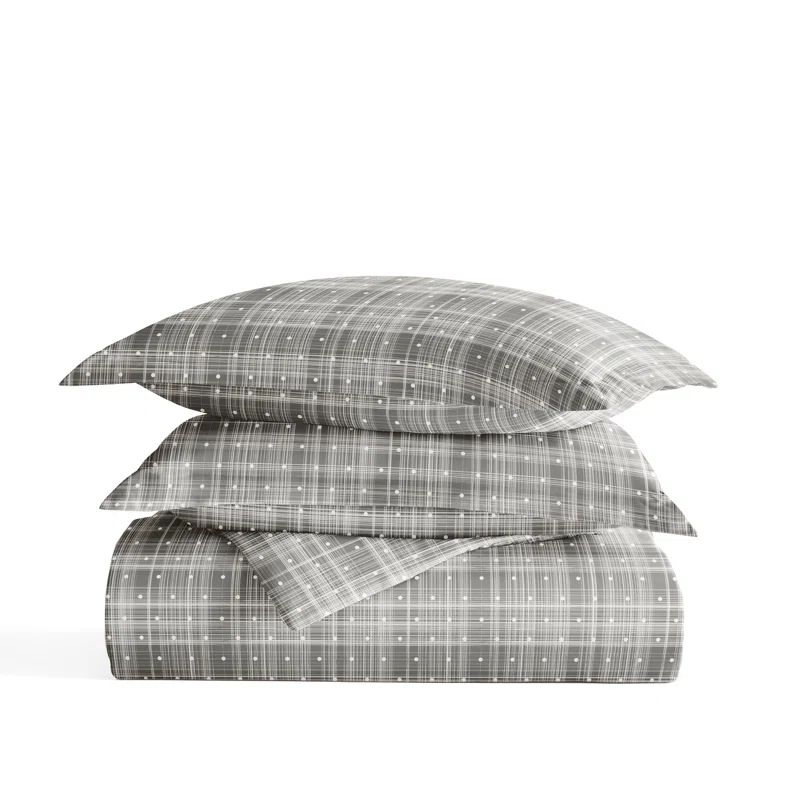 Gray Twin XL Polka Dot Microfiber Duvet Cover Set