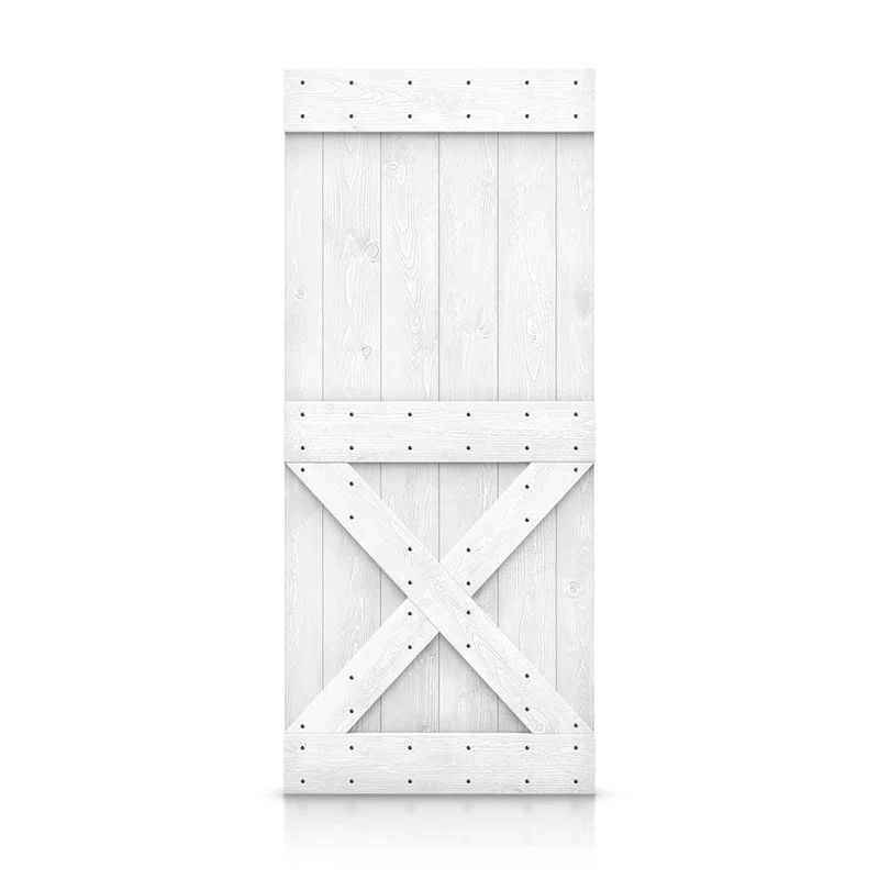 Calhome 36" x 84" White Solid Pine Wood Barn Door