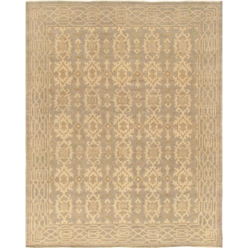 Azerbaijan Light Gray Floral Hand-Knotted Wool Rug