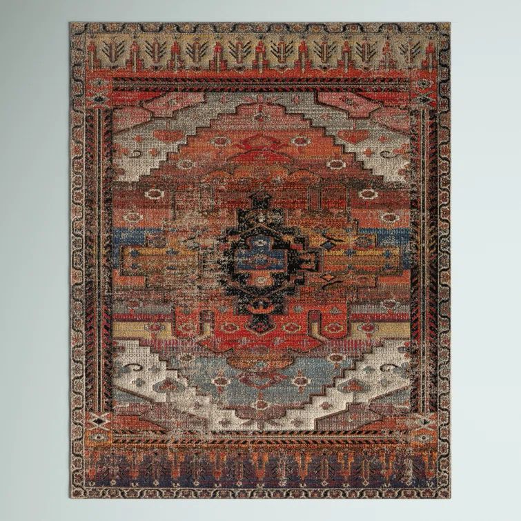 Azriel Orange Synthetic Medallion 2' x 3' Area Rug