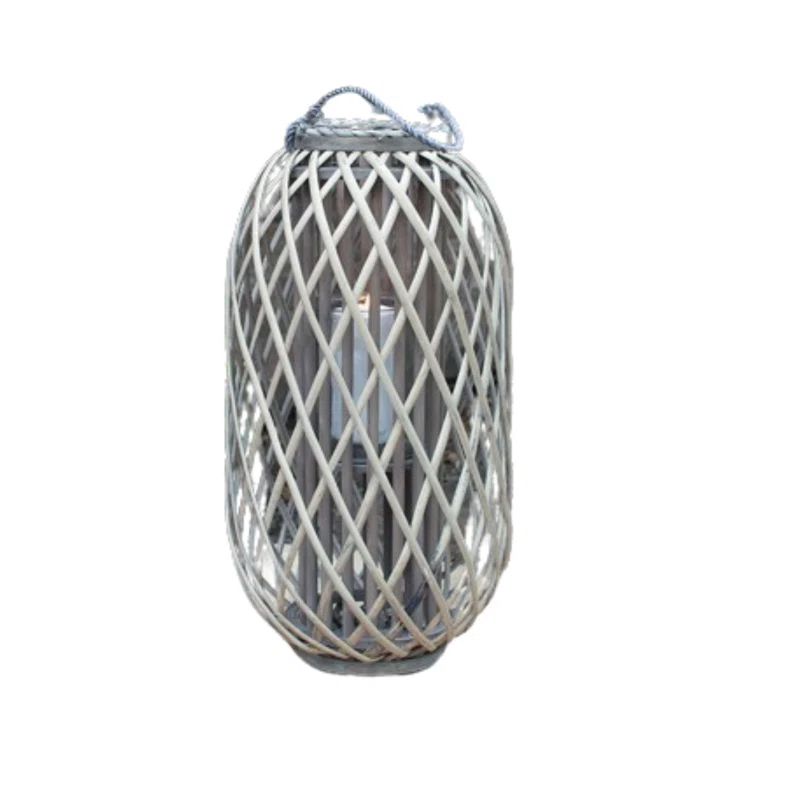 Medium Gray Ceramic Hanging Tabletop Candle Lantern