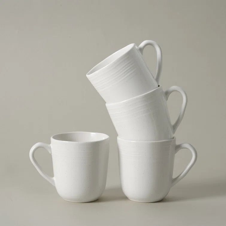 Evansburg 14oz White Ceramic Round Coffee Mug Set