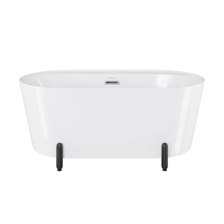 Monaco 59" Matte White Acrylic Freestanding Bathtub with Black Stand