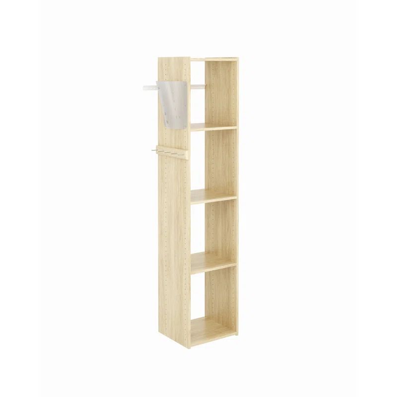 Honey Blonde Finished Wood Wall-Mount Closet Storage Tower