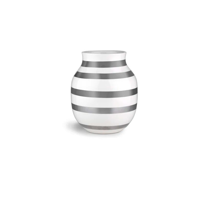 Medium Silver and White Ceramic Table Vase