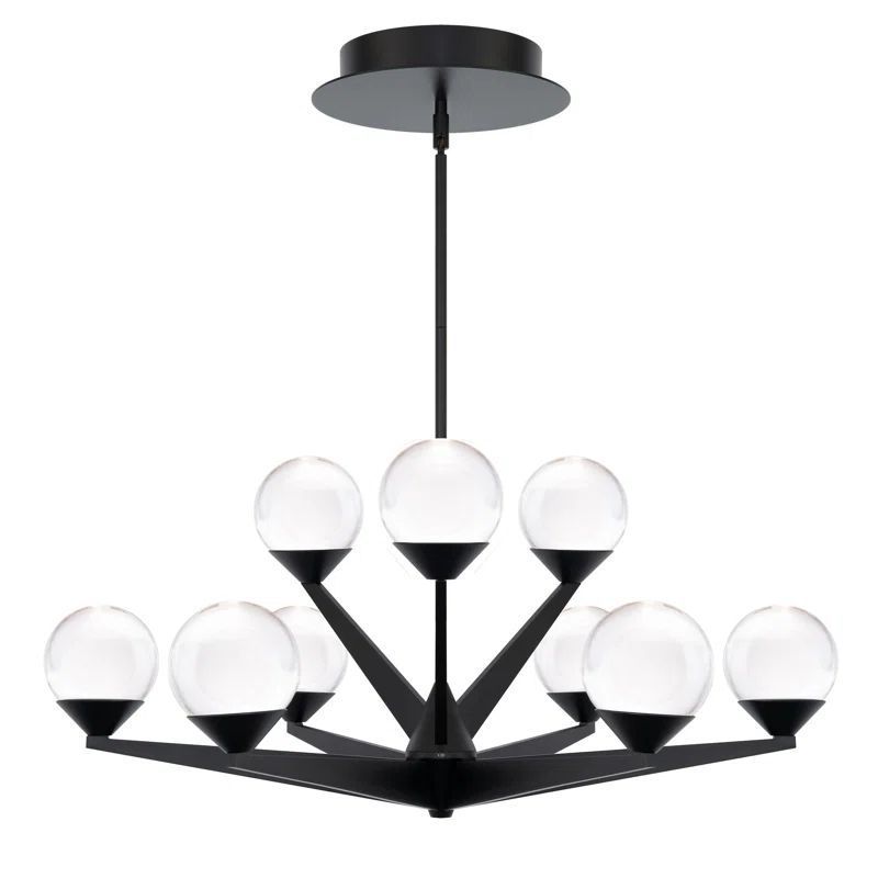 Eclipse Black 9-Light LED Sputnik Sphere Chandelier with Crystal Accents