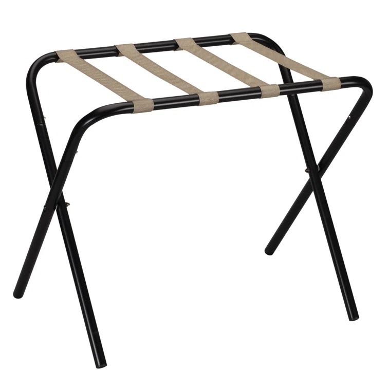 Black and Khaki Collapsible Luggage Rack with Steel Frame