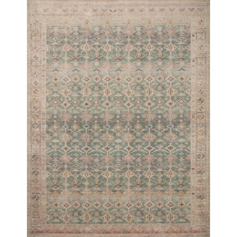 Aubrey Aqua and Sand Vintage-Inspired 2' x 5' Accent Rug