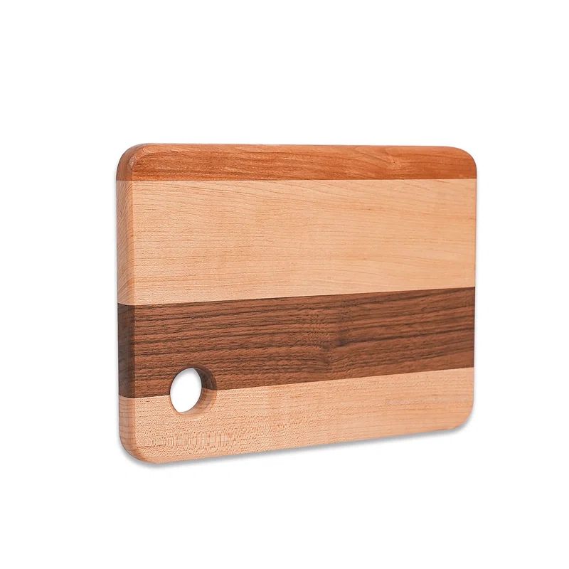Mixed Hardwood Rectangular Cutting Board with Thumb Hole
