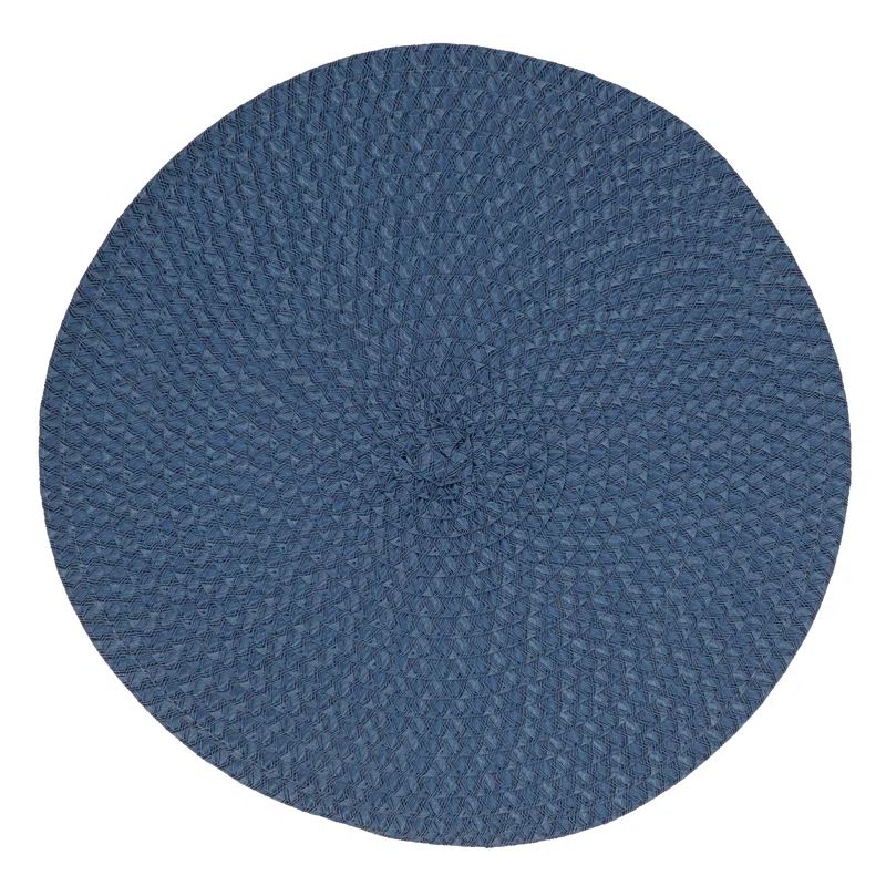 Navy Blue Round Fabric Table Placemats Set of 4