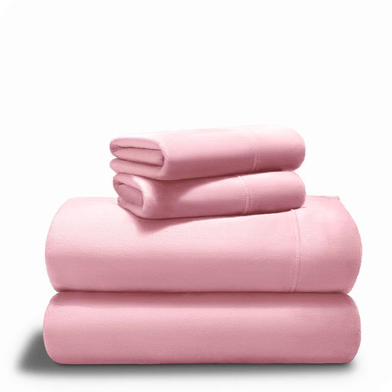 Ultra Soft Light Pink Microplush Queen Sheet Set