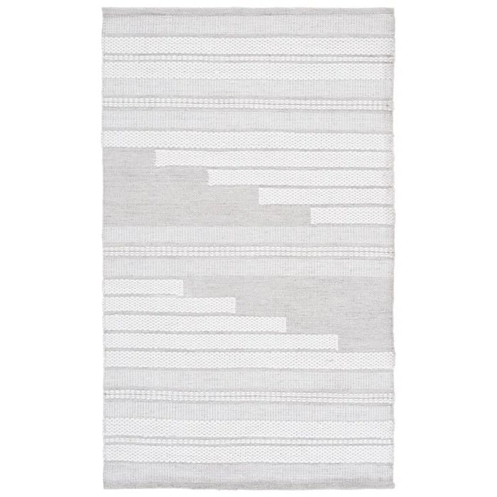Ivory and Beige Handwoven Synthetic 3' x 5' Rectangular Rug