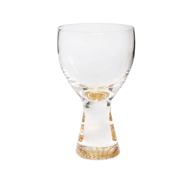 Set of 6 Clear Wine Glasses with Gold Reflection Base