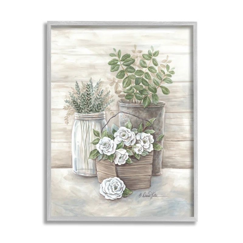 Country Succulents Rustic Gray Framed Botanical Art Print