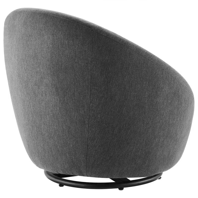 Charcoal Black Velvet Swivel Accent Chair with Metal Base