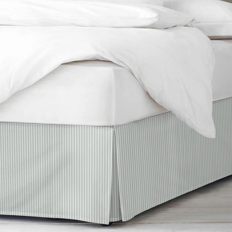 Sage Cotton Linen Queen Bed Skirt with Split Corners