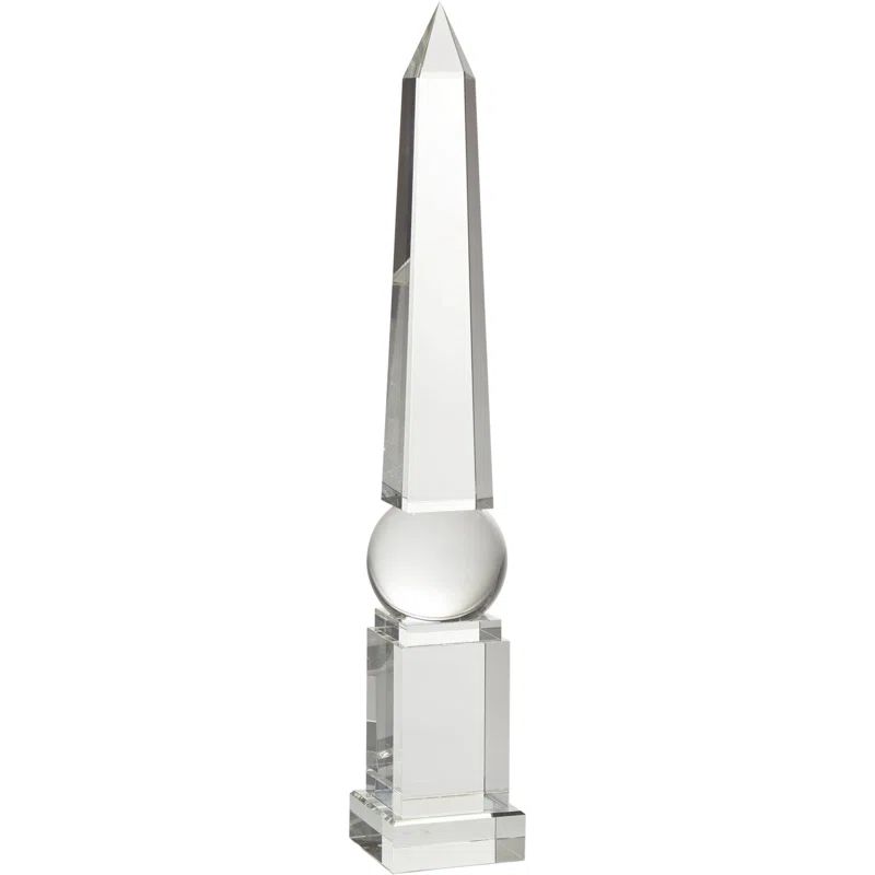 Tall Clear Crystal Obelisk Figurine