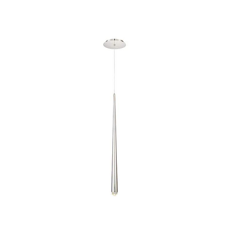 Cascade Polished Nickel 28" LED Mini Pendant with Hand-Cut Crystal