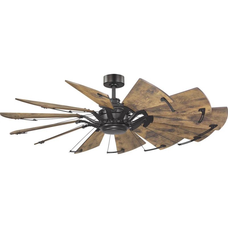 Rustic 60'' Walnut Windmill Ceiling Fan with Remote