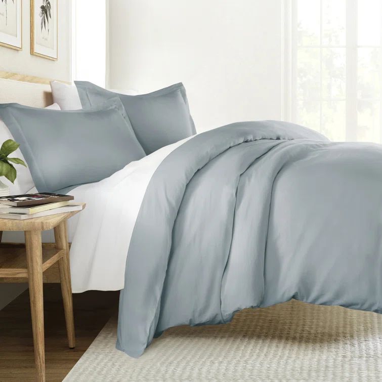 Blue King Ultra Soft Brushed Cotton Duvet Cover Set
