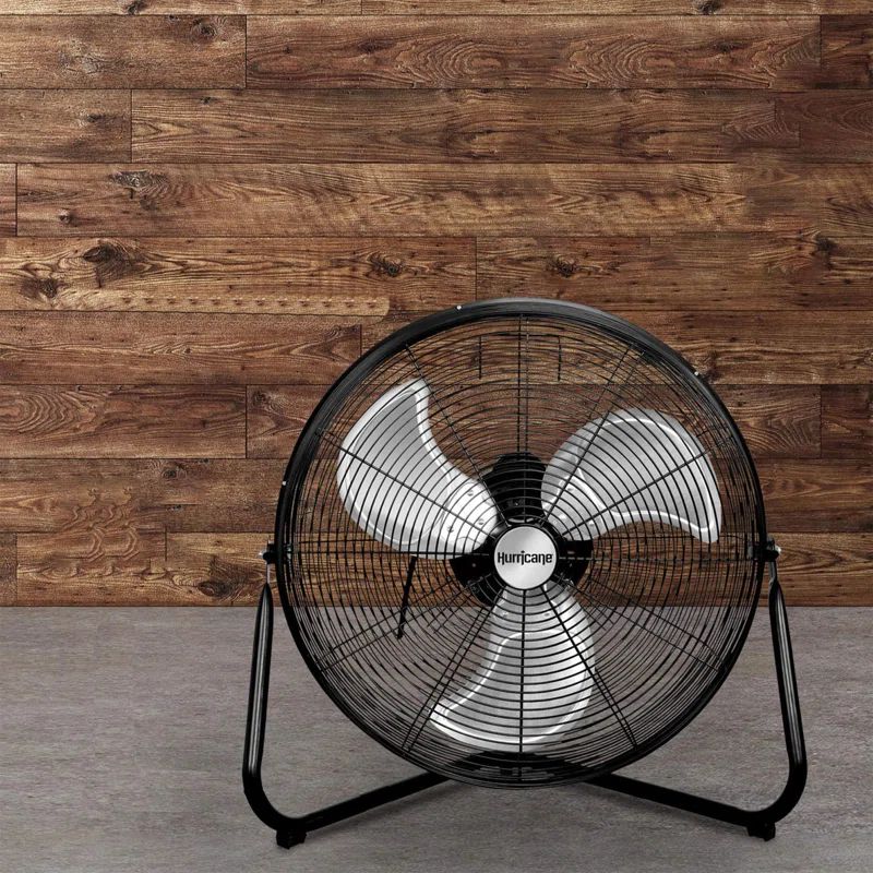 Hurricane Black Metal 20-Inch Oscillating Pedestal Fan with Adjustable Height