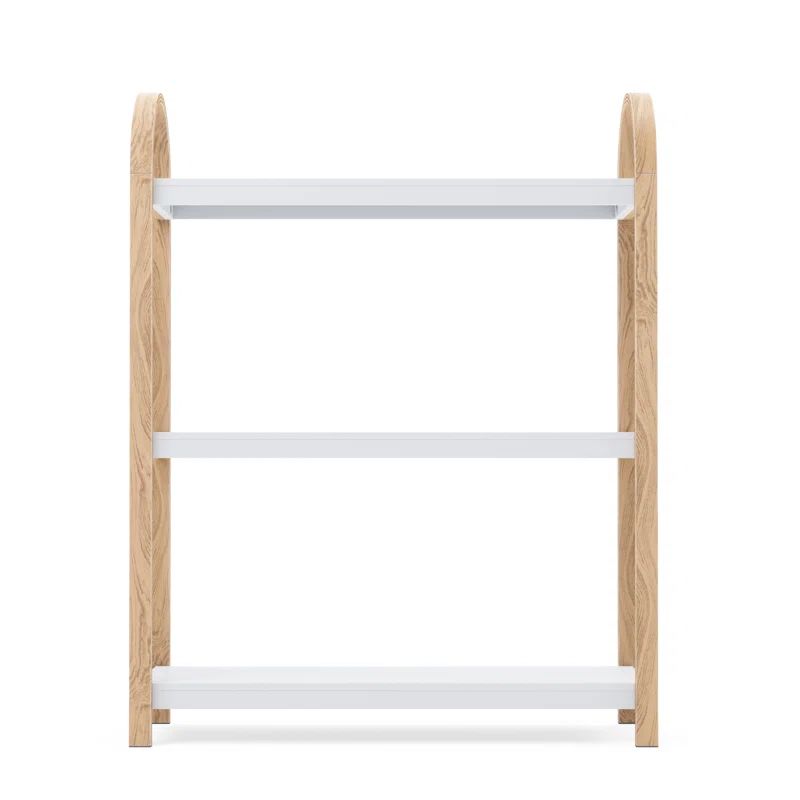 White and Natural Wood 3-Tier Freestanding Shelf