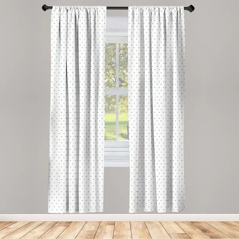 White and Green Polka Dot Rod Pocket Curtain Panels 28" x 63"