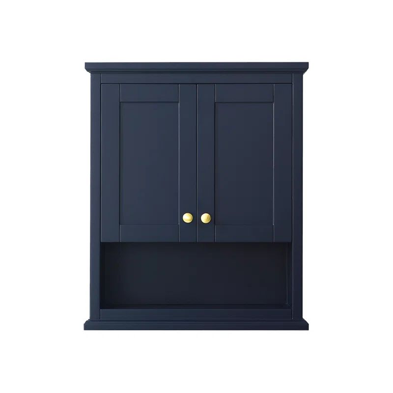 Avery Dark Blue and Gold Solid Wood Wall-Mounted Bathroom Cabinet