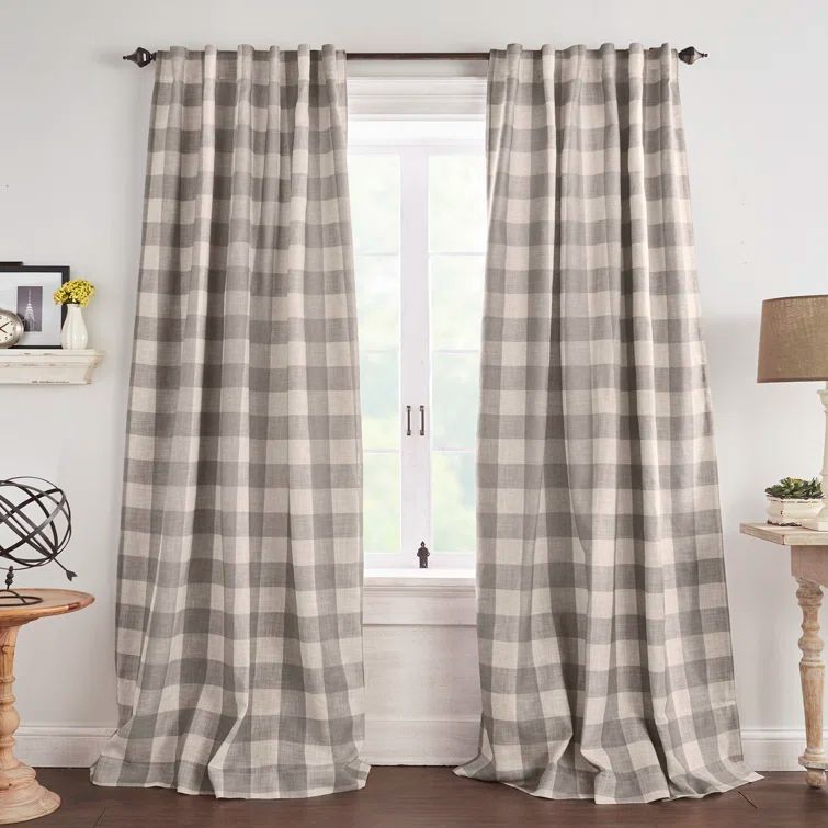 Grainger Chambray Buffalo Check Blackout Window Curtain 52"x84"
