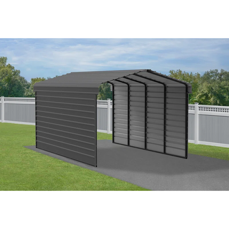 12' x 20' Charcoal Steel Carport Kit with Enclosure