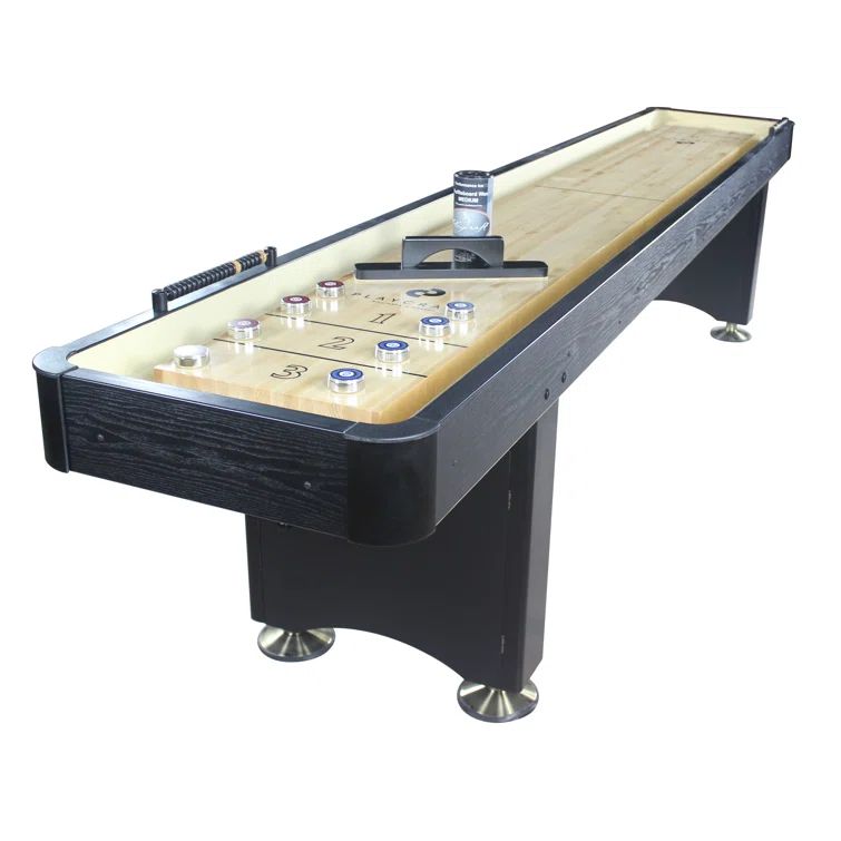 Woodbridge Black 9' Shuffleboard Table with Hardwood Playfield
