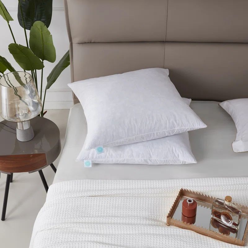 20x20'' White Cotton Feather Fill Decorative Pillow Set