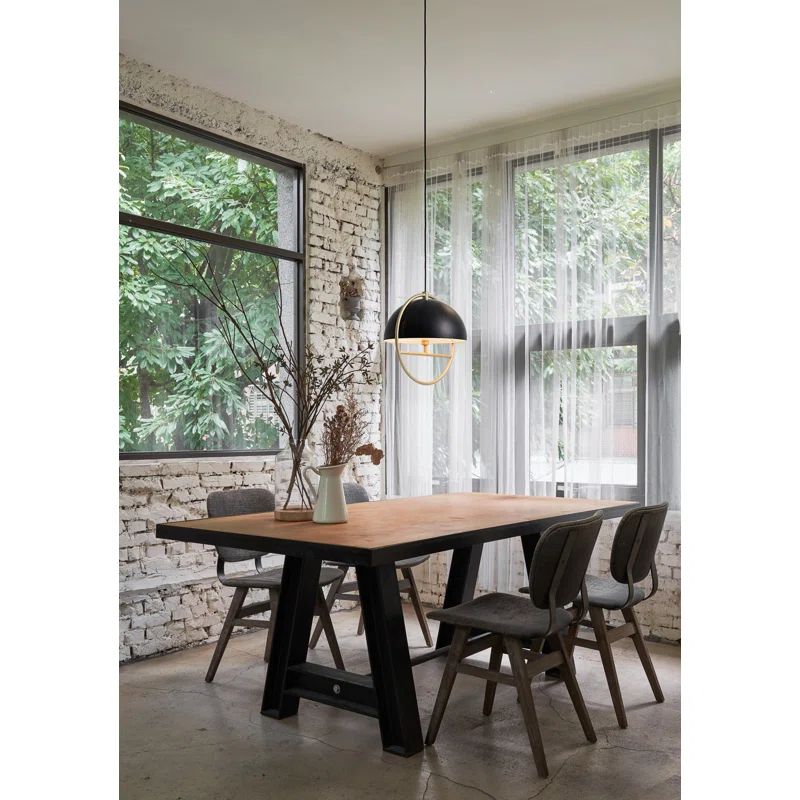 Modern 15.7'' Black Steel Globe LED Pendant Light
