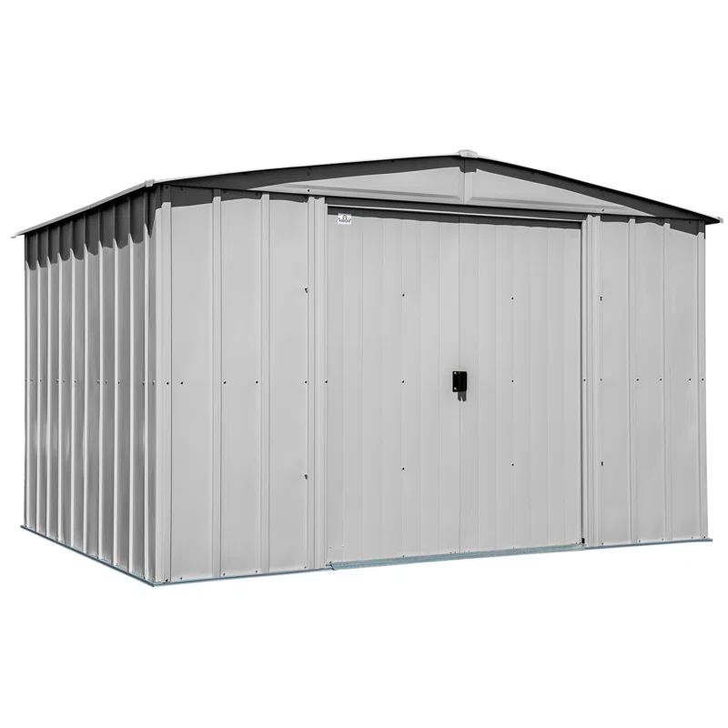 10 ft. x 8 ft. Flute Grey Galvanized Steel Storage Shed
