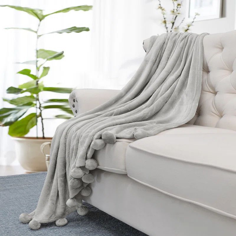 Silver Gray Reversible Fleece Sherpa Kids Throw Blanket