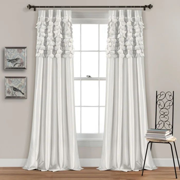 Avery White Polyester Light-Filtering Rod Pocket Curtains, 84" x 54"