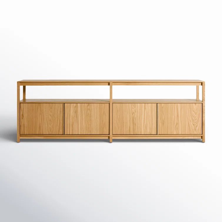 White Oak Low Bookcase with Storage and Open Shelves