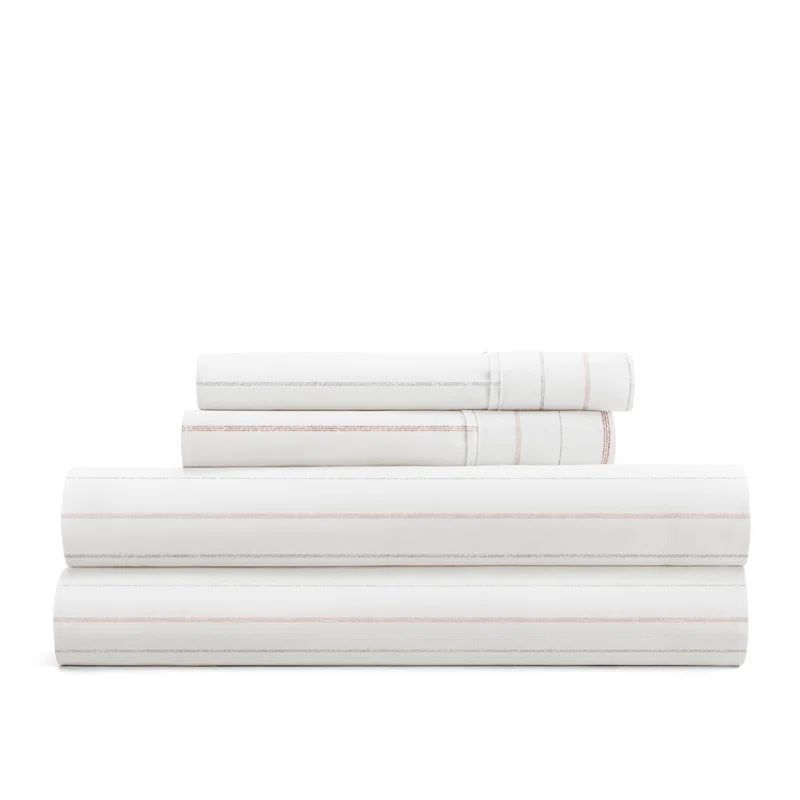 Twin Terracotta Stripe Microfiber 4-Piece Sheet Set