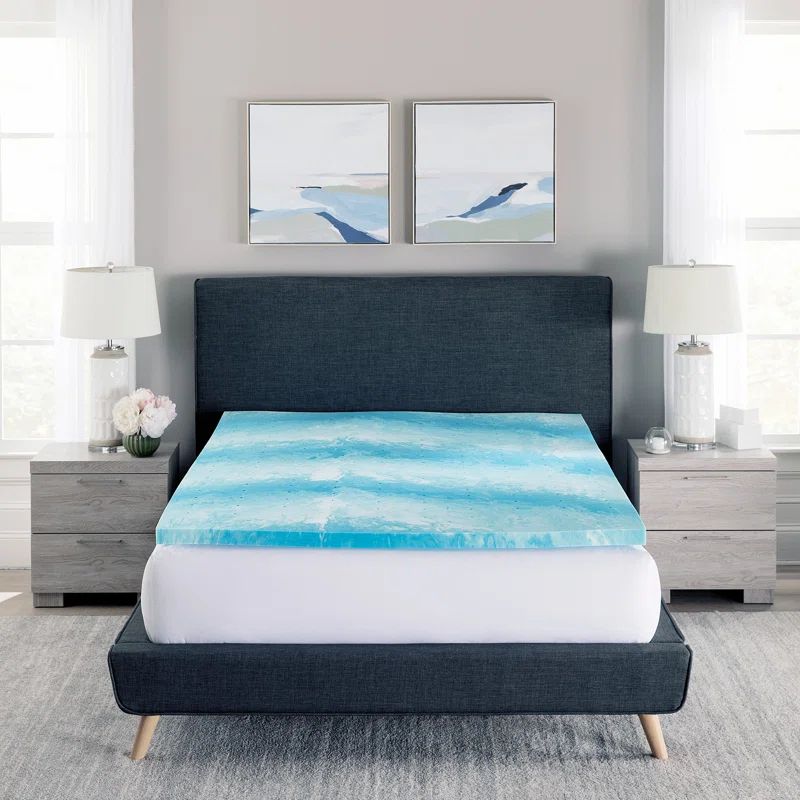 Twin Blue Gel Memory Foam Mattress Topper, 2 Inches