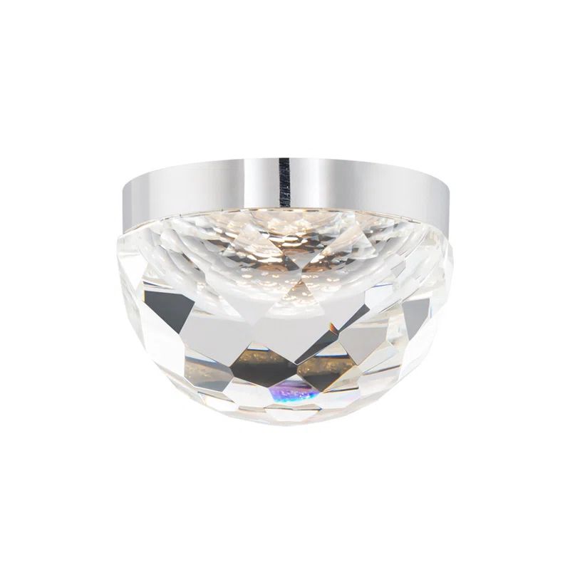 Cascade Crystal Globe LED Flush Mount in Polished Nickel