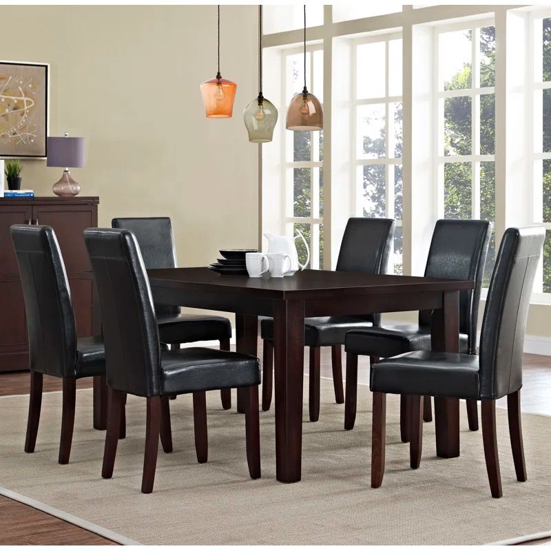 Midnight Black 7-Piece Dining Set with 6 Chairs