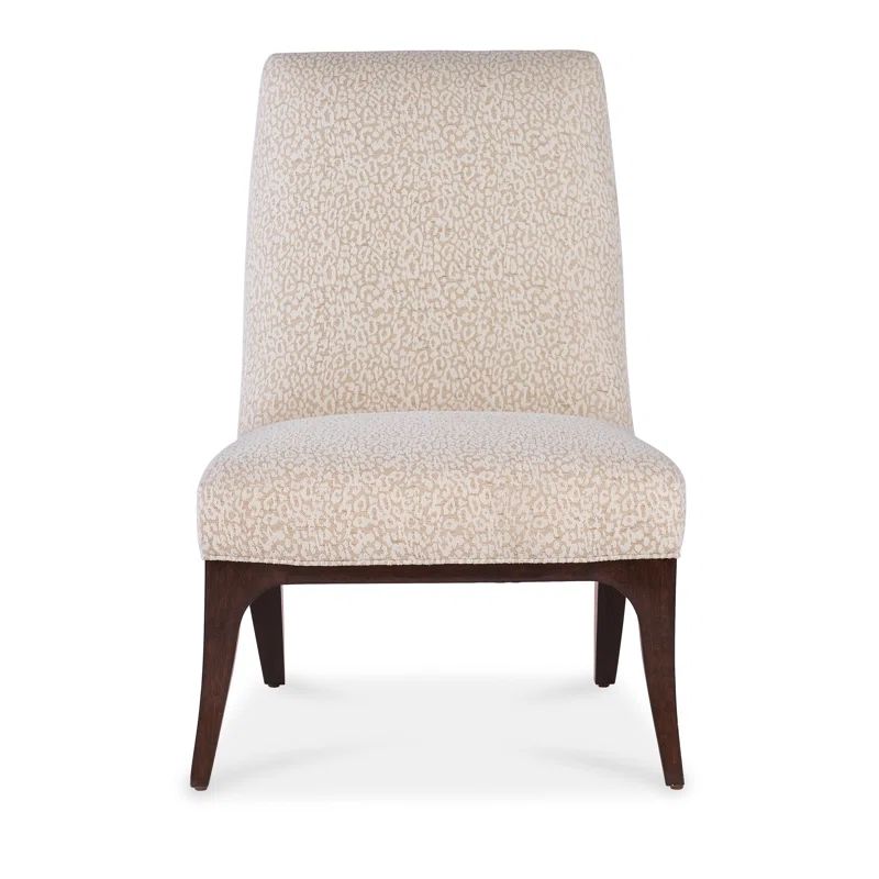 Beige Leather Slipper Chair with Wooden Legs