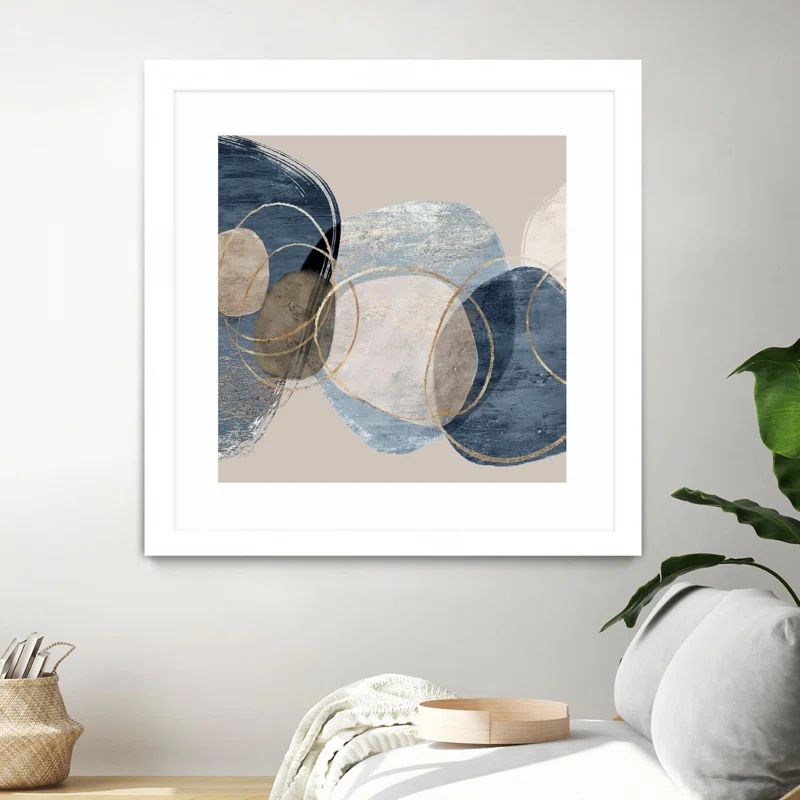 30x30 White Matted and Framed Abstract Canvas Art