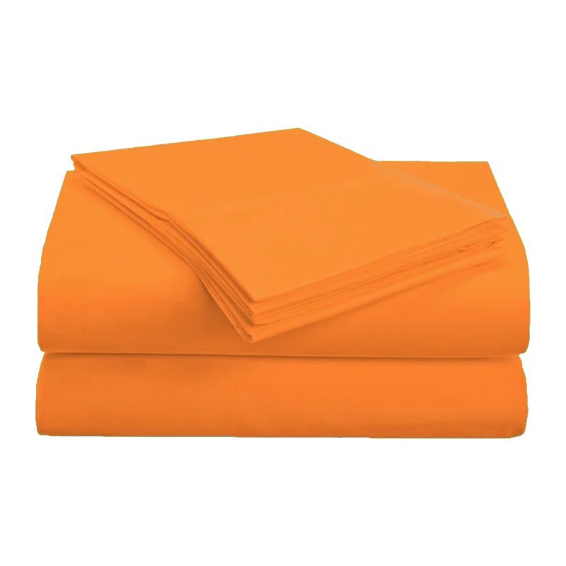 King Size Orange Cotton and Microfiber Deep Pocket Sheet Set