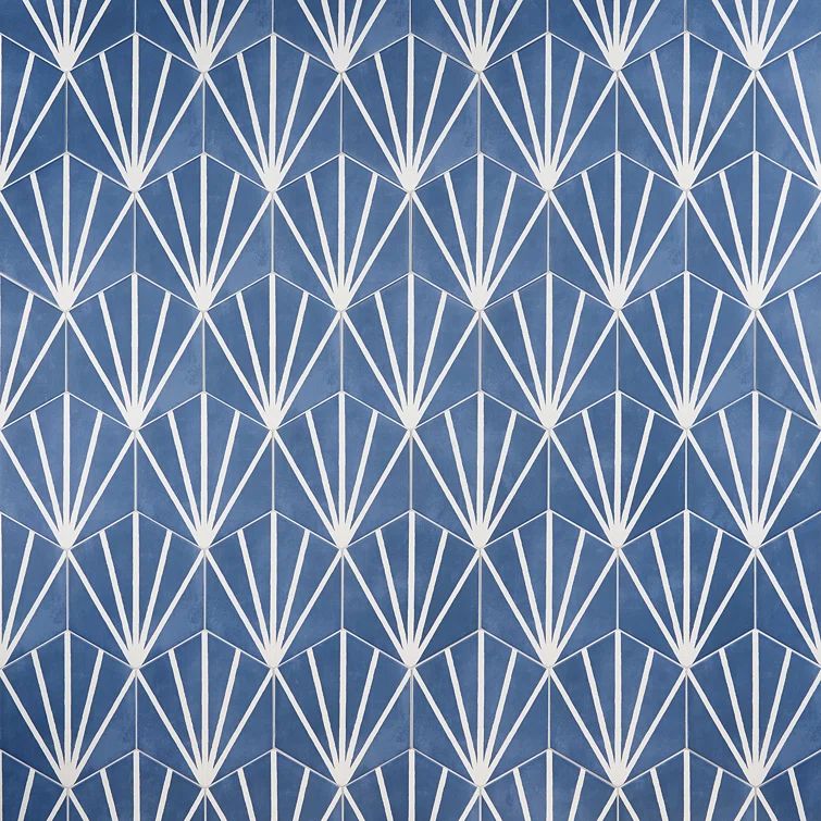 Blue and White Hexagon Matte Porcelain Tile for Floors and Walls
