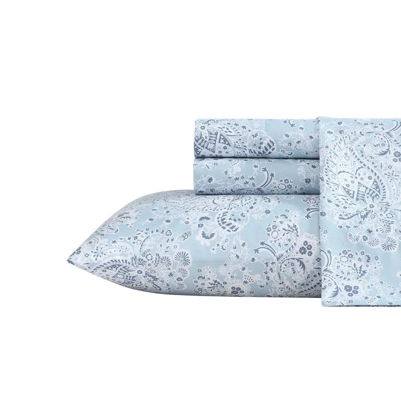 Prairieland Paisley Blue King Microfiber Sheet Set